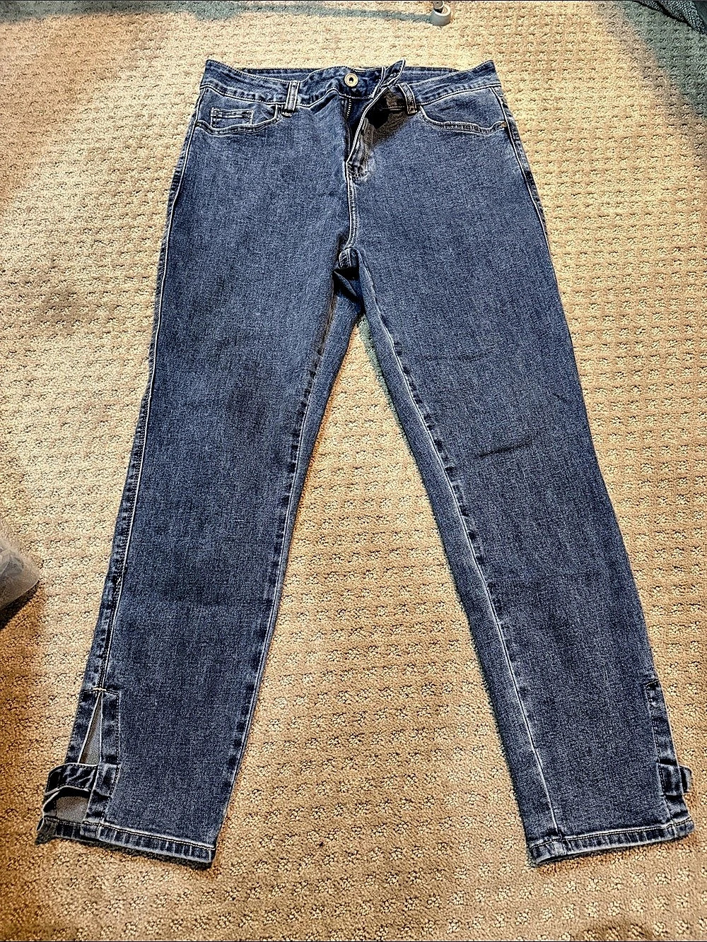 Charlie B Cropped Jeans With Snap Button Cuff Cropped Straight Leg Jeans with